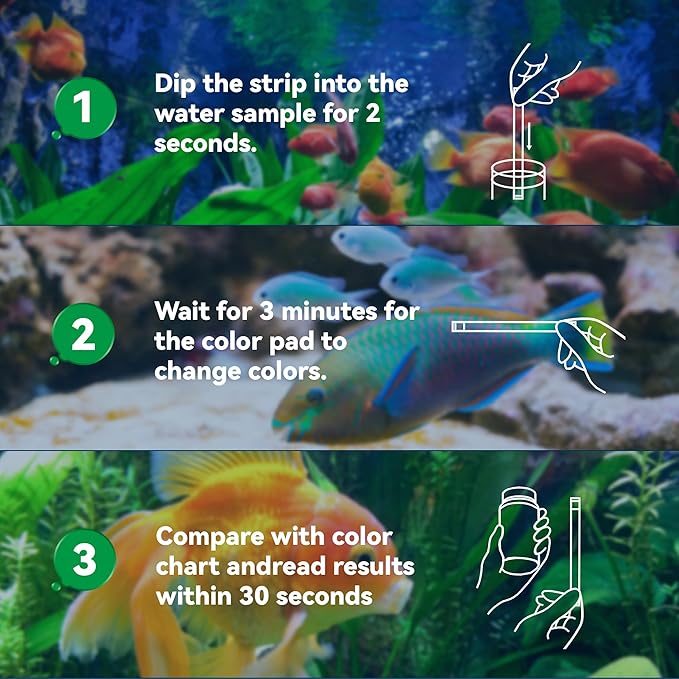 Ammonia Test Strips for Fish Tank,Feshwater & Saltwater Aquarium Water Test Kit (50)
