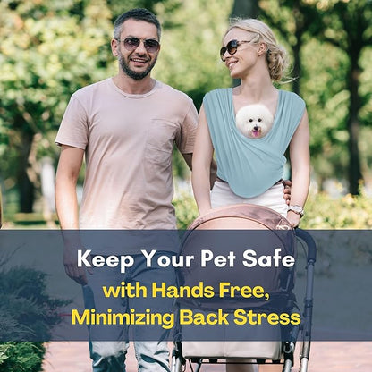 Dog Carriers for Small Dogs, Front Facing Dog Sling Carrier, Hands Free Cat Carrier, Size Adjustable, Reducing Back Pain, Premium Cotton, Safe and Soft Dog Carrier (Regular, Baby Blue)