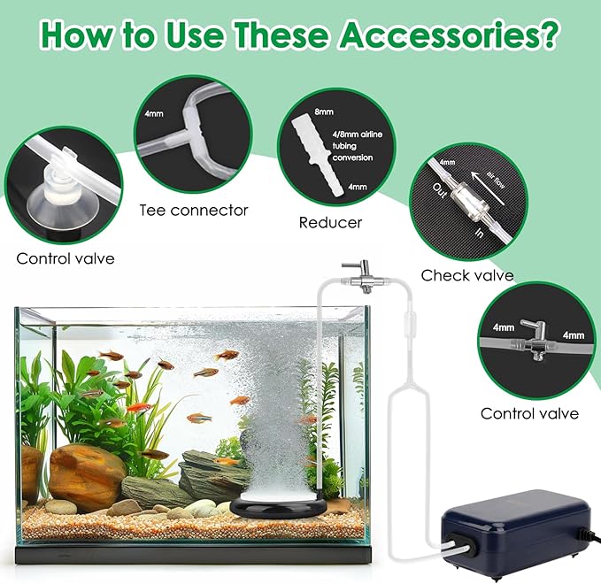 hygger Aquarium Air Stone Kit, Fish Tank Bubbler, Nano Furnace Flue Round Air Stone Disk Set for Hydroponics, Small Bubbles, Ultra-High Dissolved Oxygen Diffuser (4 Inch)