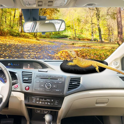 Bearded Dragon Bed with Suction Cup Soft Sleep Cushion Mat Washable for Travel Reptile Tank Pad Small Animal Carrier for Lizard Leopard Gecko Hamster Rat Bunny (Black)