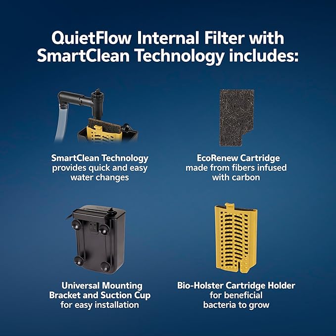 Aqueon QuietFlow Internal Filter with SmartClean Technology, Extra Small