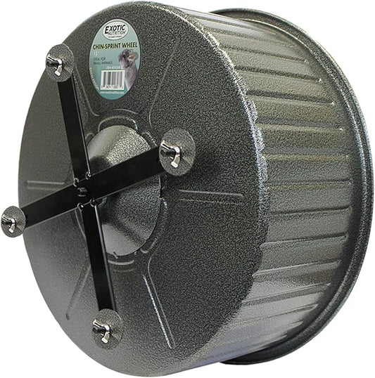 15" Chin-Sprint : All-Metal Durable, Fast Exercise Wheel - for Chinchillas, Prairie Dogs, Rats, Degus, Hedgehogs, Opossums & Other Small Pets (Black)