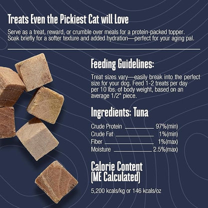 Whole Life Cat Just One Tuna Freeze Dried Cat Treats - Human Grade High Protein Food, Healthy Training Snacks, Freeze Dried Tuna Food Toppers, USA Made Natural Treats - 3 oz (Pack of 1)