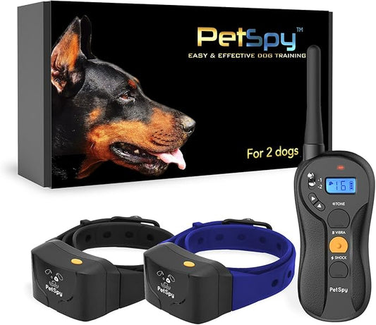 PetSpy Shock Collar for Dogs-Waterproof Dog Shock Collar with Remote Control,Vibration,Electric Shock,Beep-Rechargeable E Collar for Dogs Training, Dog Training Collar with Remote for Dogs 10-140 LBS