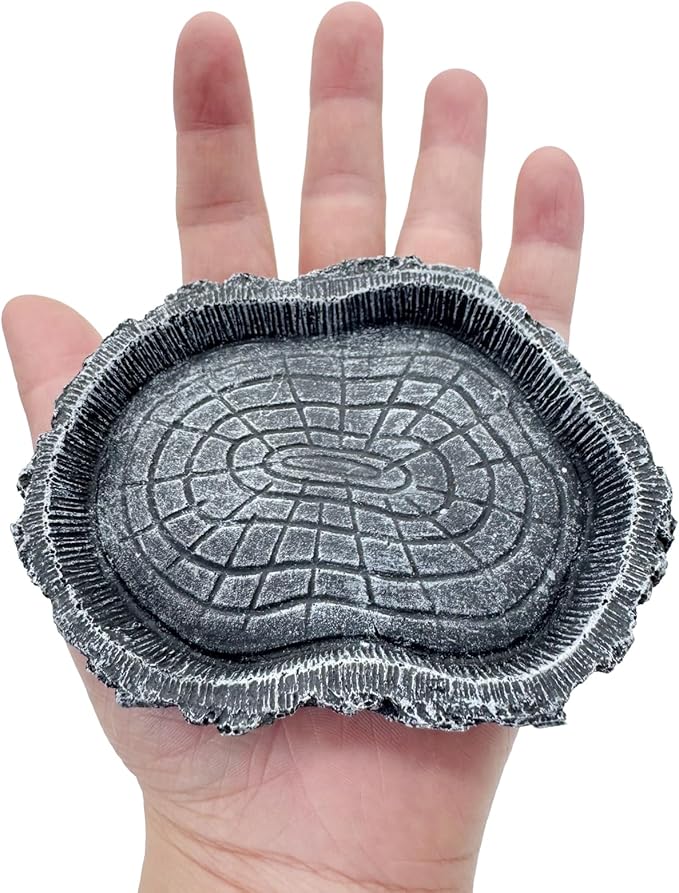 2 Pack Shallow Reptile Food Bowls, Reptile Feeding Terrarium Bowls for Bearded Dragon Lizard Frog Gecko Tortoise Hermit Crab Snail (Black)