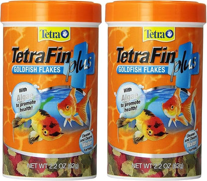 TetraFin Plus Goldfish Flakes 2.2 Ounces, Balanced Diet, with Algae to Promote Health,Oranges (Pack of 2)