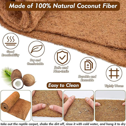 ZeeDix 3 Rolls Coconut Fiber Reptile Substrate Mat, 24 x 48 inches Natural Coco Mat Reptile Carpet Coco Fiber Liner Turtle Bedding Reptile Terrarium Liner for Lizard Snake Turtle Gecko Bearded Dragon