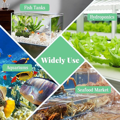 hygger Aquarium Air Stone, 2.44 Inch Nano Air Stone Make Super Tiny Bubble, Ultra Quiet Dissolved Oxygen Diffuser Small Airstone with Stainless Steel Base for Aquarium, Fish Tank & Hydroponic, Square