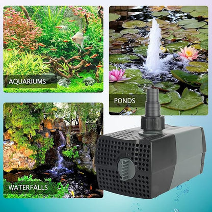 WaterRebirth HSUP5000F Versatile Submersible Pump - Fountain Jets for Ponds, Fish Tanks, Water Gardens - Aquarium & Pond Pump (5000L/H)
