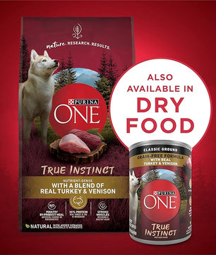 Purina ONE Wet Dog Food True Instinct Classic Ground Grain-Free Formula With Real Turkey And Venison High Protein Wet Dog Food - (Pack of 12) 13 oz. Cans