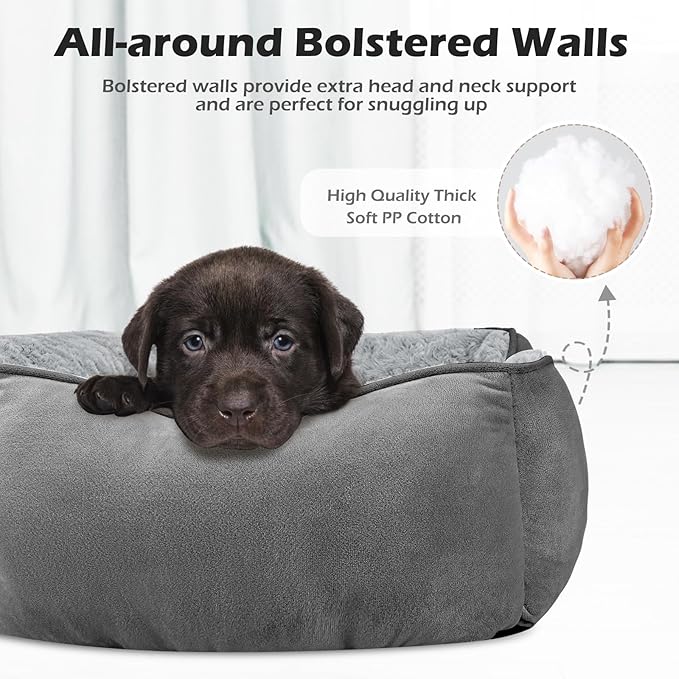 INVENHO Small Dog Bed Rectangle Washable Orthopedic Soft Calming Sleeping Durable Pet Cuddler with Anti-Slip Bottom