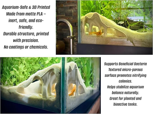 Aquarium & Terrarium Corner Cave – Faux Mangrove Root Hideout for Fish, Shrimp, Geckos, Snakes – Natural-Look Reptile Tank Decor in Textured Root Style (Desert Tan (Sand), 7.5''x7.5''x4'')