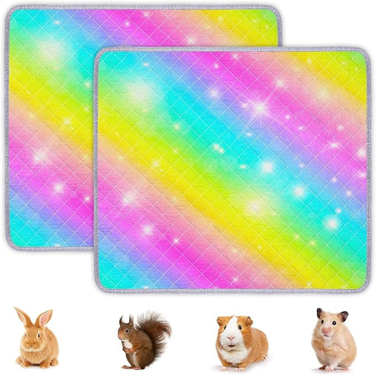 2 Pack Guinea Pig Bedding, Washable Guinea Pigs Cage Liner Reusable Guinea Pig Mat Waterproof Guinea Piggy Bedding for Cage, Super Absorbant Pee Pads for Small Animals Hamster Rabbit Squirrel