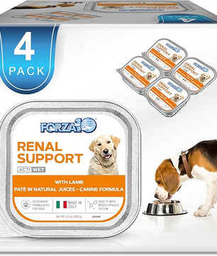 Forza10 Kidney Care Dog Food – Renal Support Wet Dog Food with Lamb, Low Protein & Phosphorus Formula, Sensitive Stomach, 3.5 oz Cans, 4 Pack – Vet Formulated, Made in Italy