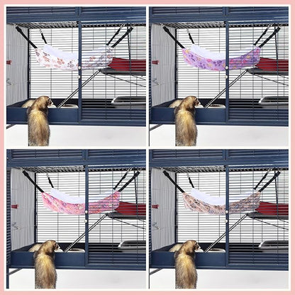 Geelin 4 Pcs Cat Hammock for Cage Hanging Soft Pet Hammock Bed with Adjustable Straps and Metal Hooks Double Sided Bed for Large & Small Cats Ferret Rat Sugar Glider Puppy(Paw,20 x 24 Inch)