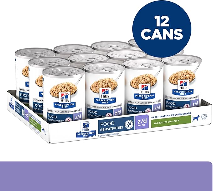 Hill's Prescription Diet z/d Low Fat Dog Wet Food, Hydrolyzed Soy Recipe, 13 oz. Cans, 12-Pack