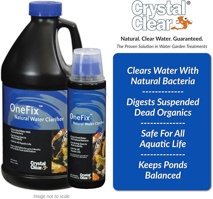 CrystalClear OneFix - Natural Water Clarifier - 32 Ounces Treats up to 12,000 Gallons