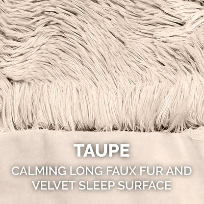 Furhaven Waterproof Throw Blanket for Dogs & Indoor Cats, Washable - Shaggy Plush Calming Long Faux Fur & Velvet Dog Blanket - Taupe, Small