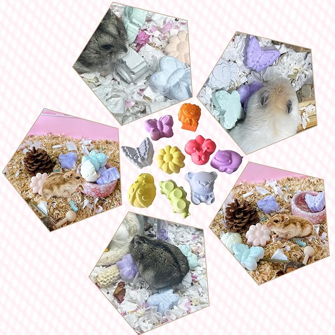 10 Pieces Hamster Teeth Grinding Lava Block Calcium Stone Chew Toys for Chinchillas Rabbits Gerbil Guinea Pig Syrian Hamster Squirrel Ferret