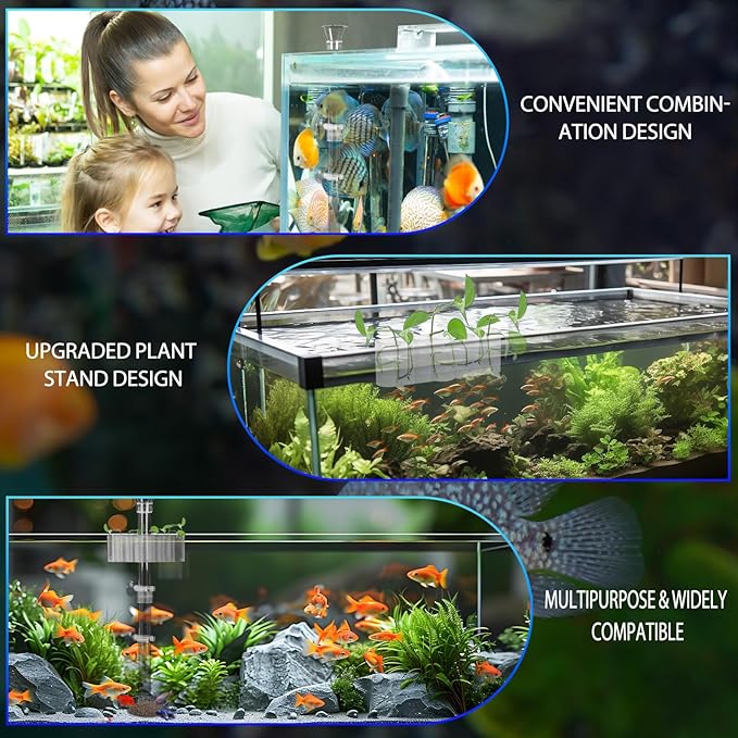 2PC 7 Holes Upgraded Aquarium Plant Holder, Aquatic Plant Cup for Tank, Fish Tank Plant Holder with Long Hook, Aquarium Feeder for Aquascape Decorations on Top of Tank (2Sets)