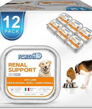 Forza10 Kidney Care Dog Food – Renal Support Wet Dog Food with Lamb, Low Protein & Phosphorus Formula, Sensitive Stomach, 3.5 oz Cans, 12 Pack – Vet Formulated, Made in Italy