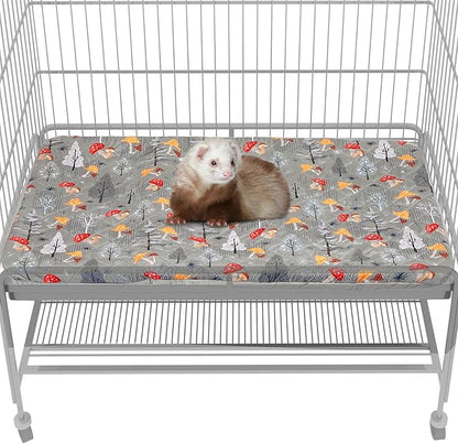 Bienbee Ferret Cage Liner Set for Ferret Nation & Critter Nation Cage, Waterproof Ferrets Cage Accessories for Small Animals Rats Chinchillas Hedgehogs Ferrets(Gray Mushroom,Bottom Pan Liner)