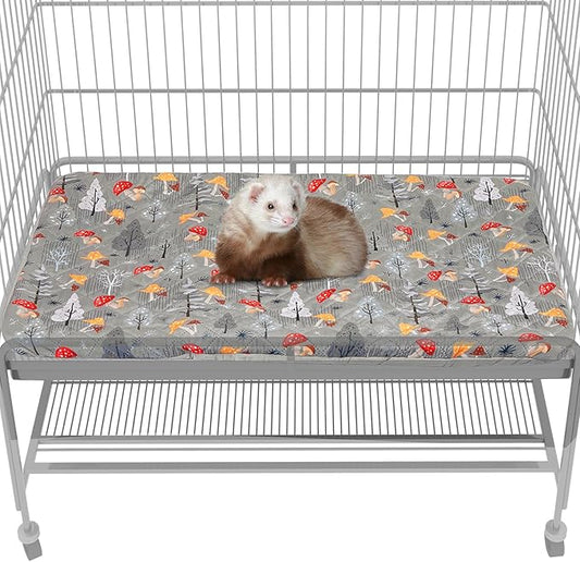 Bienbee Ferret Cage Liner Set for Ferret Nation & Critter Nation Cage, Waterproof Ferrets Cage Accessories for Small Animals Rats Chinchillas Hedgehogs Ferrets(Gray Mushroom,Bottom Pan Liner)