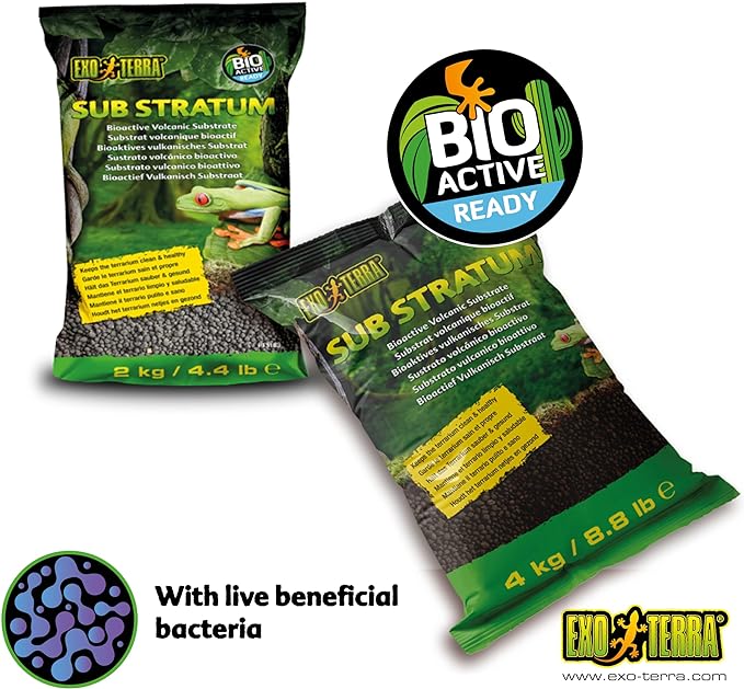 Exo Terra Sub Stratum, Bioactive Volcanic Substrate for Reptile Terrariums, Eliminates Odor, Offers Correct Moisture Levels 8.8 lb