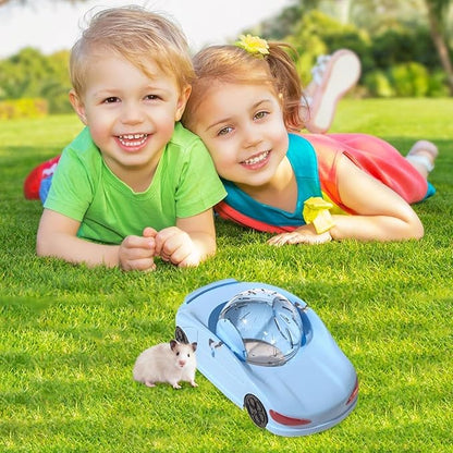 Hamster Running Ball, Car Running Wheel, Hamster Car with Detachable Transparent Ball，3 Modes Available,Suitable for Dwarf Small Pet - Safe, Breathable and Cute (Pink)