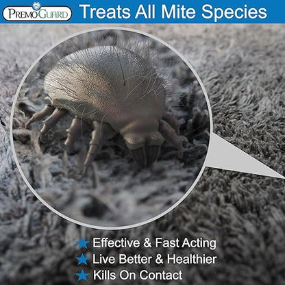 Premo Guard Mite Treatment Spray – 32 oz – Kills Dust, Human Itch, Spider, Carpet, Bird, Mouse & Rat Mites in Home, on Furniture, Bedding – Natural Non-Toxic 100% Effective – Child & Pet Safe