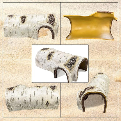 Reptile Hide Large Caves Simulation Tree Hideout Snake Hide Leopard Gecko Terrarium Plastic Plant Leaves Ornament Habitat Shelter Decor for Lizard Hermit Crab Spider Frog Amphibians