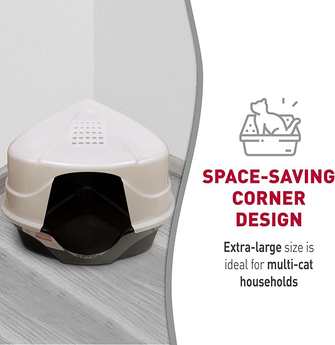 Nature’s Miracle Hooded Corner Litter Box, With Odor Control Charcoal Filter (P-5915)