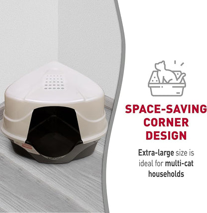 Nature’s Miracle Hooded Corner Litter Box, With Odor Control Charcoal Filter (P-5915)