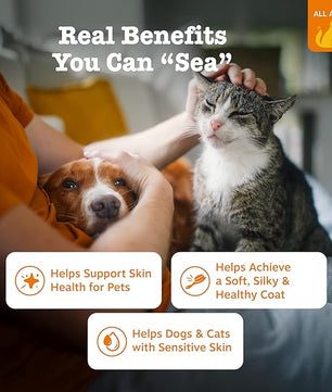 Zesty Paws Wild Alaskan Omega-3 Blend Pollock + Salmon Oil for Dogs and Cats- Skin and Coat Support, Omega 3 Supplement for Pets, 32oz