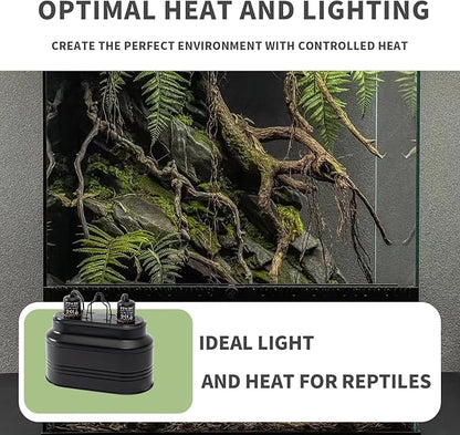 Dual Reptile Light Fixture-Max 160W,with Switches, Fits Reptile Light Heat Lamp UVB Light for Lizards, Snakes,Turtles, and Amphibians E26