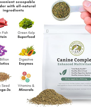 Wholistic Pet Organics Canine Complete - Dog Multivitamin Powder - 4 Lb - Daily Dog Vitamins and Supplements for Homemade Food - Immune System, Skin, Coat & Overall Health - Small and Large Breed