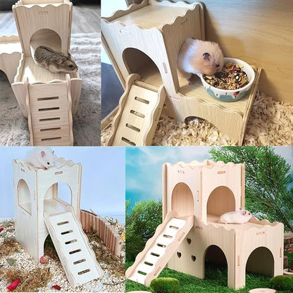 Hamster Hideout House Multi Chamber Rat Hide Hut Castle Large Climbing Playground Exploring Labyrinth Tunnel Toy for Syrian Dwarf Gerbils Hamsters Mice (Pattern A)