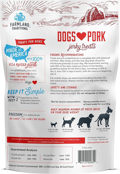 Farmland Traditions New Filler Free Dogs Love Pork Premium Jerky Treats for Dogs (5 oz.)