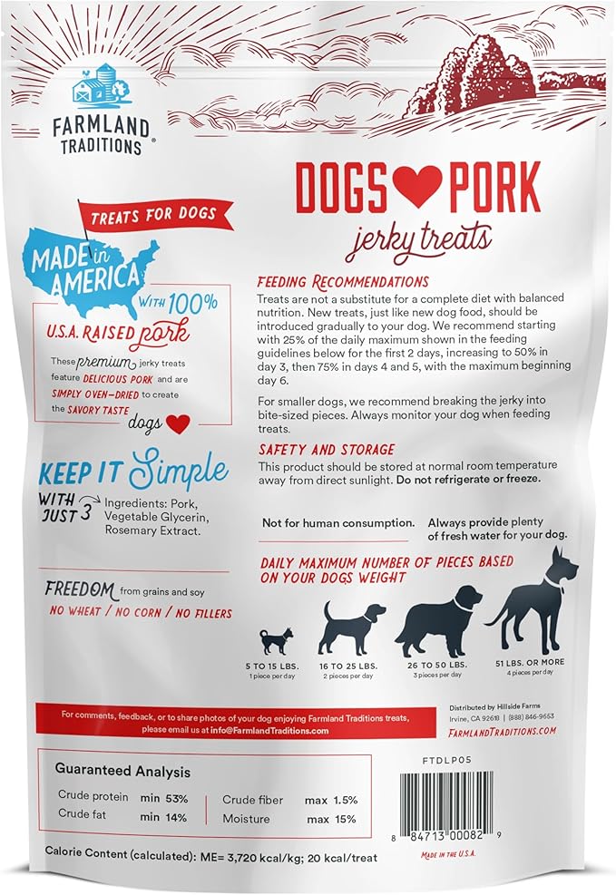 Farmland Traditions New Filler Free Dogs Love Pork Premium Jerky Treats for Dogs (40 oz.)