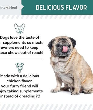 12-in-1 Multivitamin for Dogs - 60 Puppy and Senior Dog Vitamin and Supplement Soft Chews for Hip and Joint - Advanced Formula with Glucosamine, Omega 3,6,9, Vitamins, Probiotics, and More