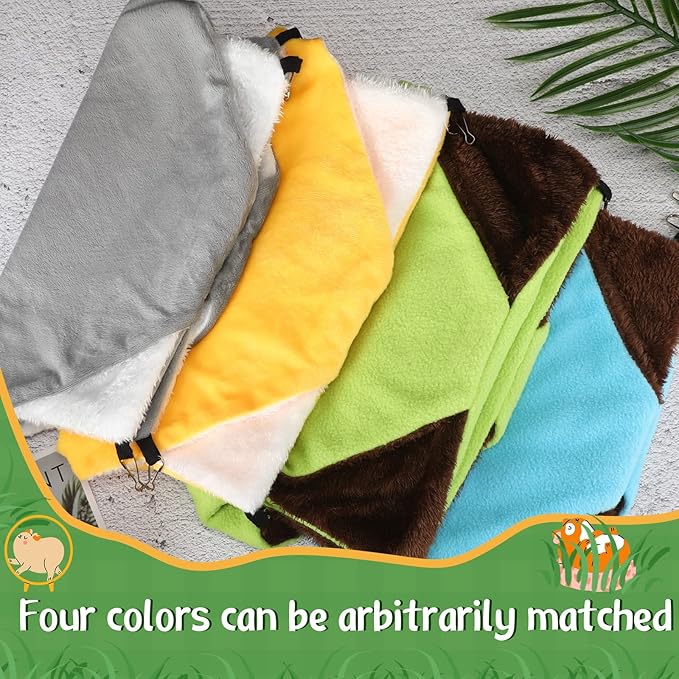 Nuogo 4 Pcs Rat Hammock for Cage Small Animal Hanging Ferret Hammocks for Rat Accessories Double Layer Ferret Bed for Guinea Pig Squirrel Chinchilla Playing and Sleeping(Classical)