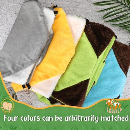 Nuogo 4 Pcs Rat Hammock for Cage Small Animal Hanging Ferret Hammocks for Rat Accessories Double Layer Ferret Bed for Guinea Pig Squirrel Chinchilla Playing and Sleeping(Classical)