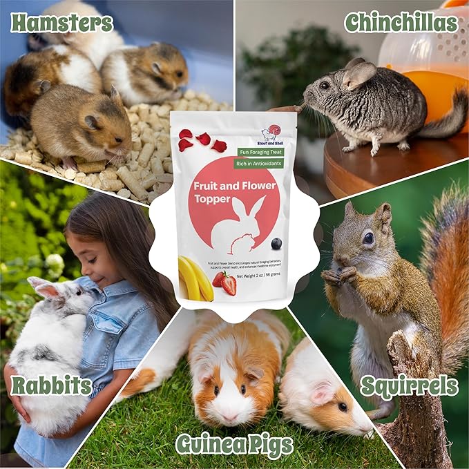 2 oz Fruit and Flower Topper – Natural Foraging Treat for Small Pets – Rabbits, Guinea Pigs, Chinchillas & More – Rich in Antioxidants & Vitamin C
