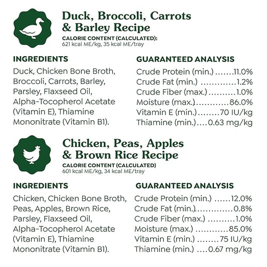 Greenies Smart Topper High Protein Wet Mix-in for Dogs, Chicken, Peas, Apples, and Brown Rice Recipe & Duck, Broccoli, Carrots and Barley Recipe Variety Pack with Whole Grains, 8 Trays of 2oz.