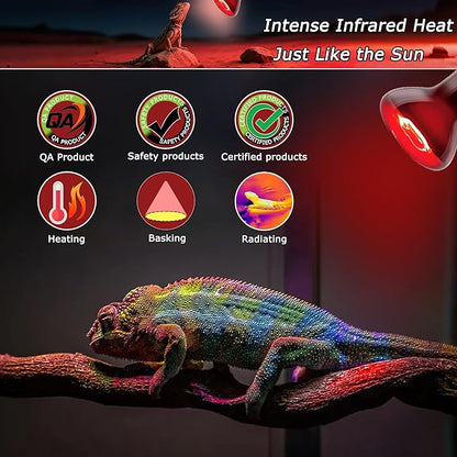 75W Compact Infrared Red Basking Spot Light Bulb – Promotes Healthy Growth, Vitality & Heat Support, Ideal Heat Lamp for Reptiles & Amphibians, Bearded Dragons, Turtles, Snakes, Chicks, 2.5"