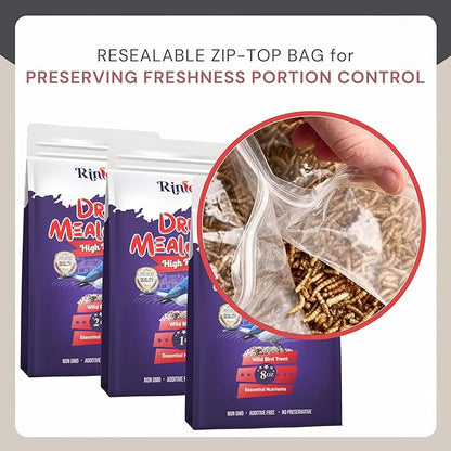 Dried Mealworms 1 lb - Chicken Food for Laying Hens - Bird Seed for Wild Birds - Wild Rabbit Food Outdoor - Duck Treats for Pet Ducks - Turtle Food for Small Turtles - Parrots Food, Snail Food