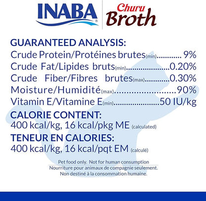 INABA Churu Broth for Cats, Creamy Broth with Shredded Chicken Side Dish Pouch, 1.4 Ounces per Pouch, 12 Pouches, Chicken & Seafood Variety (Pack of 2)