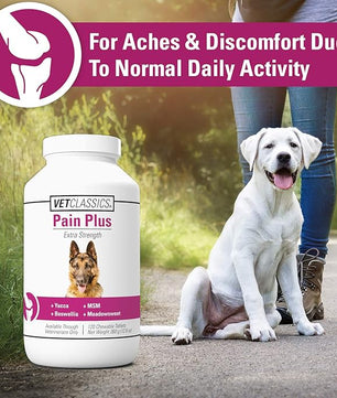 Vet Classics Pain Plus Extra Strength Health Supplement for Dogs - 120 Chewable Tablets