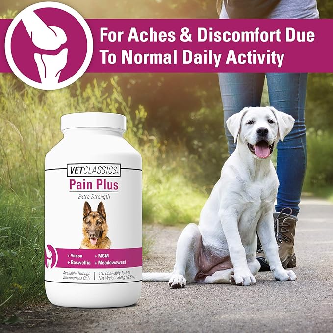 Vet Classics Pain Plus Extra Strength Health Supplement for Dogs - 120 Chewable Tablets