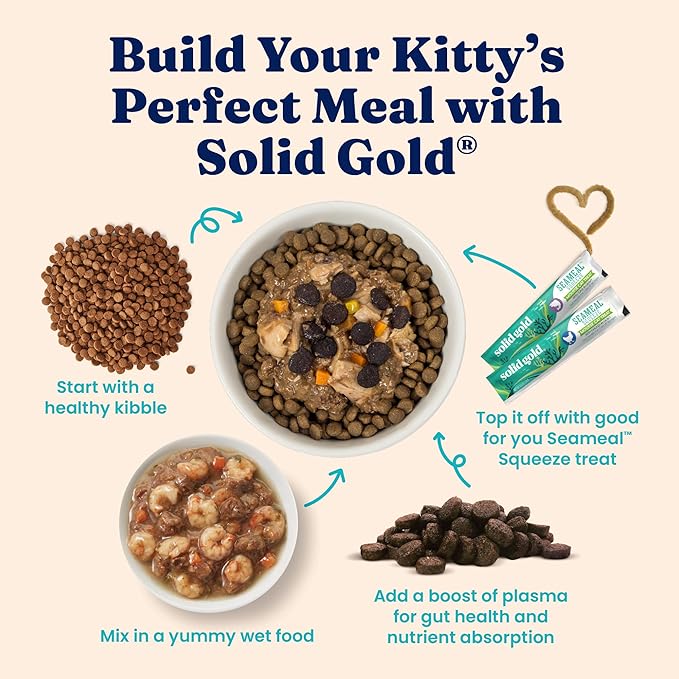 Solid Gold Indoor Dry Cat Food - Grain Free & Gluten Free - Chicken Cat Food Dry Kibble for Indoor Cats w/Probiotics & Fiber for Gut Health - Sensitive Stomach & Hairball Support for Adult Cats - 6LB
